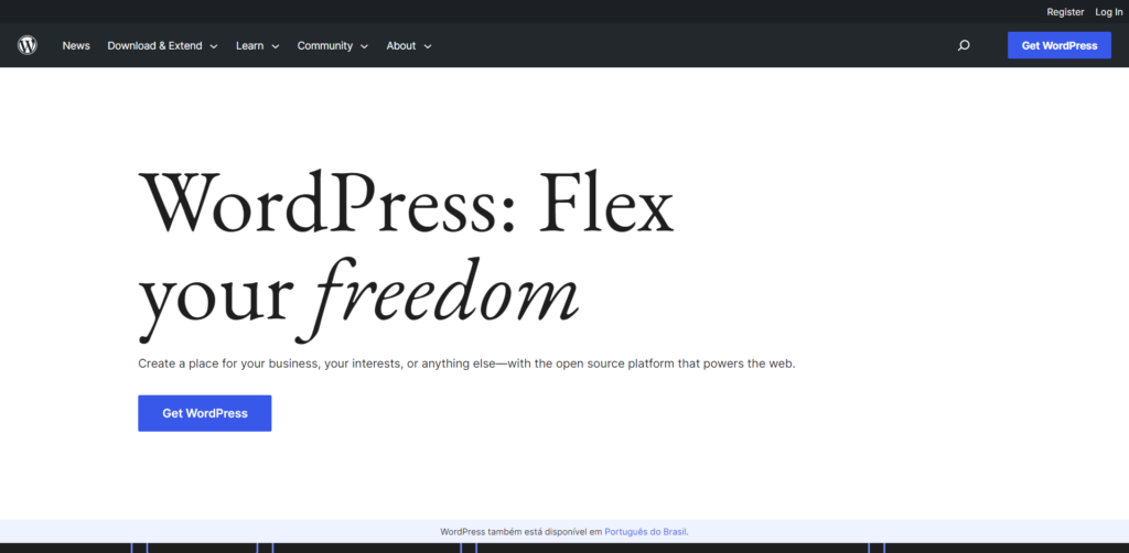 wordpress.org homepage