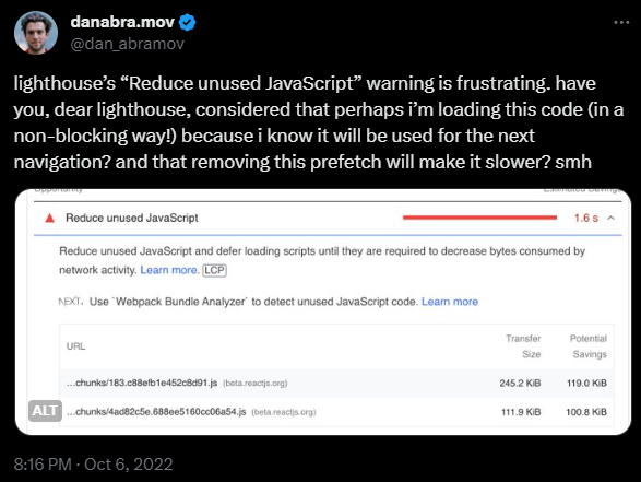 FireShot Capture 305 danabra.mov on X lighthouses Reduce unused JavaScript warning is twitter.com